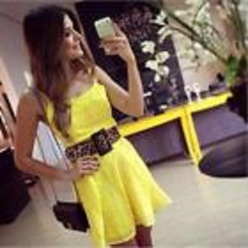 Yellow Chiffon and Lace Summer Cocktail Party Mini Dress Size L New w Tag